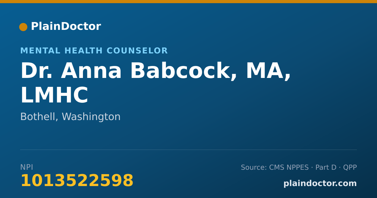 Shareable card for Anna Babcock, MA, LMHC - Mental Health Counselor, Bothell, WA