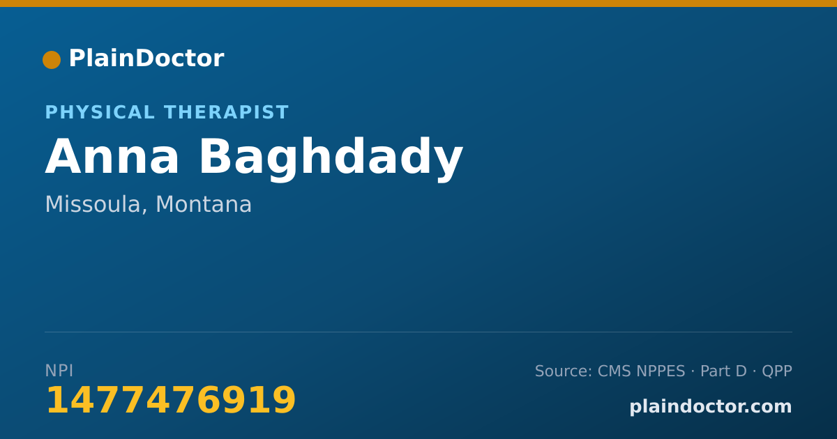 Shareable card for Anna Baghdady - Physical Therapist, Missoula, MT