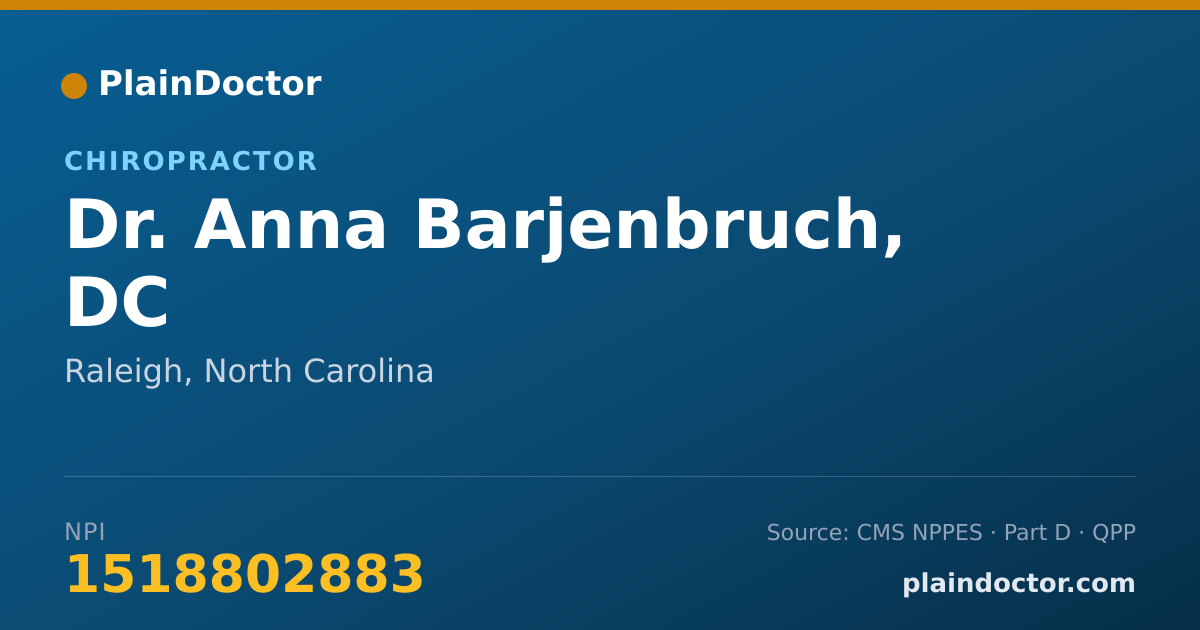 Shareable card for Anna Barjenbruch, DC - Chiropractor, Raleigh, NC