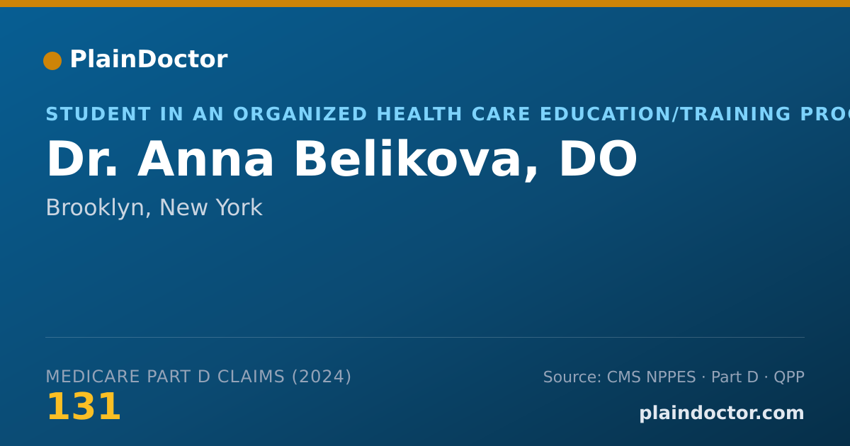 Shareable card for Anna Belikova, DO - Student in an Organized Health Care Education/Training Program, Brooklyn, NY