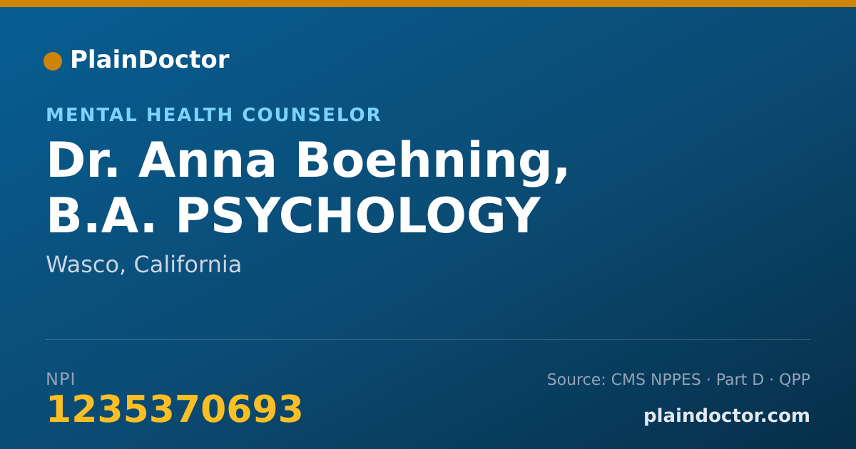 Shareable card for Anna Boehning, B.A. PSYCHOLOGY - Mental Health Counselor, Wasco, CA