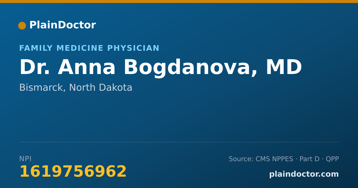 Shareable card for Anna Bogdanova, MD - Family Medicine Physician, Bismarck, ND
