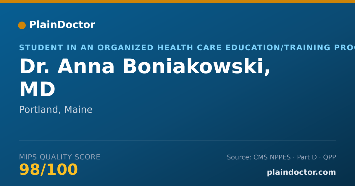 Shareable card for Anna Boniakowski, MD - Student in an Organized Health Care Education/Training Program, Portland, ME