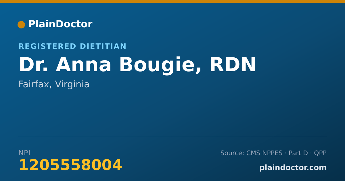 Shareable card for Anna Bougie, RDN - Registered Dietitian, Fairfax, VA