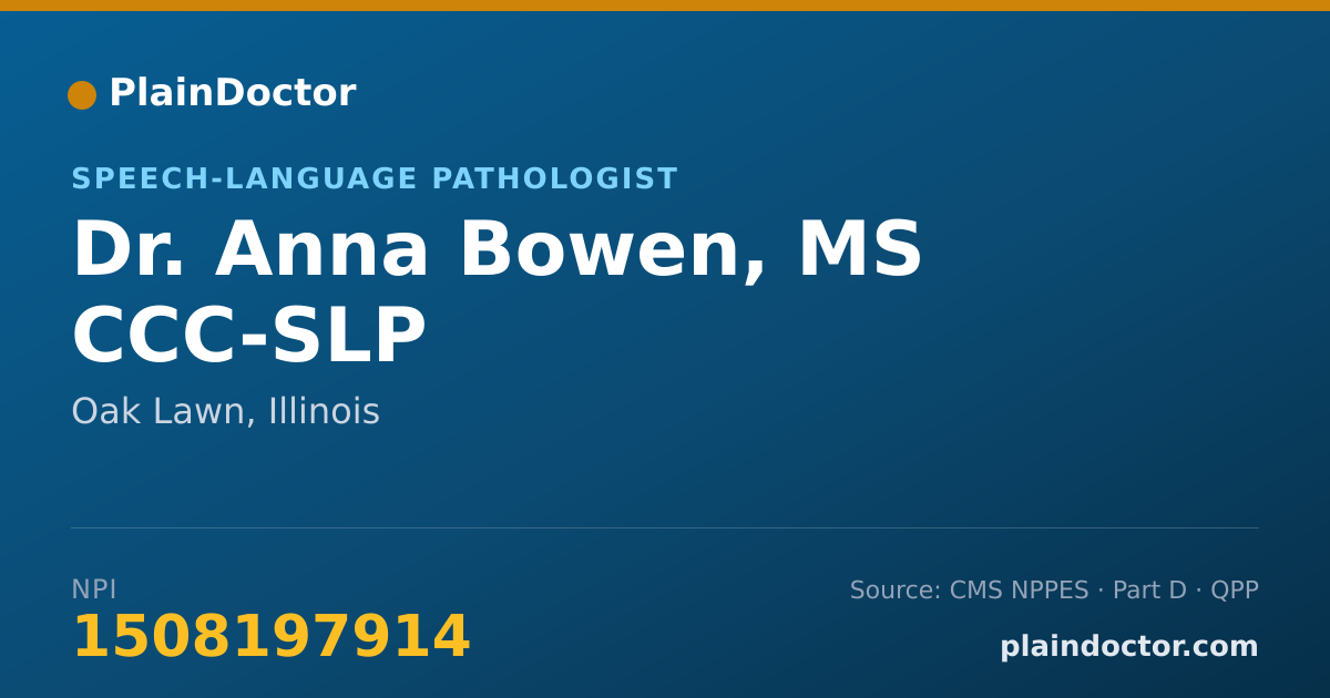 Shareable card for Anna Bowen, MS CCC-SLP - Speech-Language Pathologist, Oak Lawn, IL