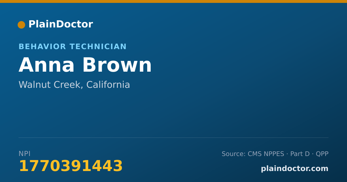 Shareable card for Anna Brown - Behavior Technician, Walnut Creek, CA