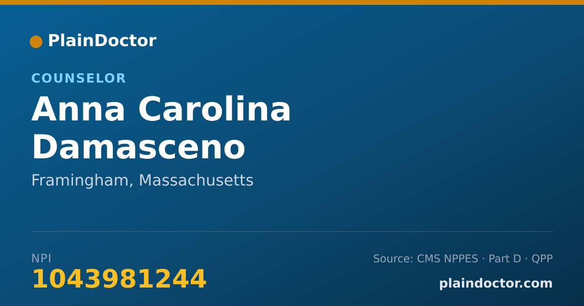 Shareable card for Anna Carolina Damasceno - Counselor, Framingham, MA