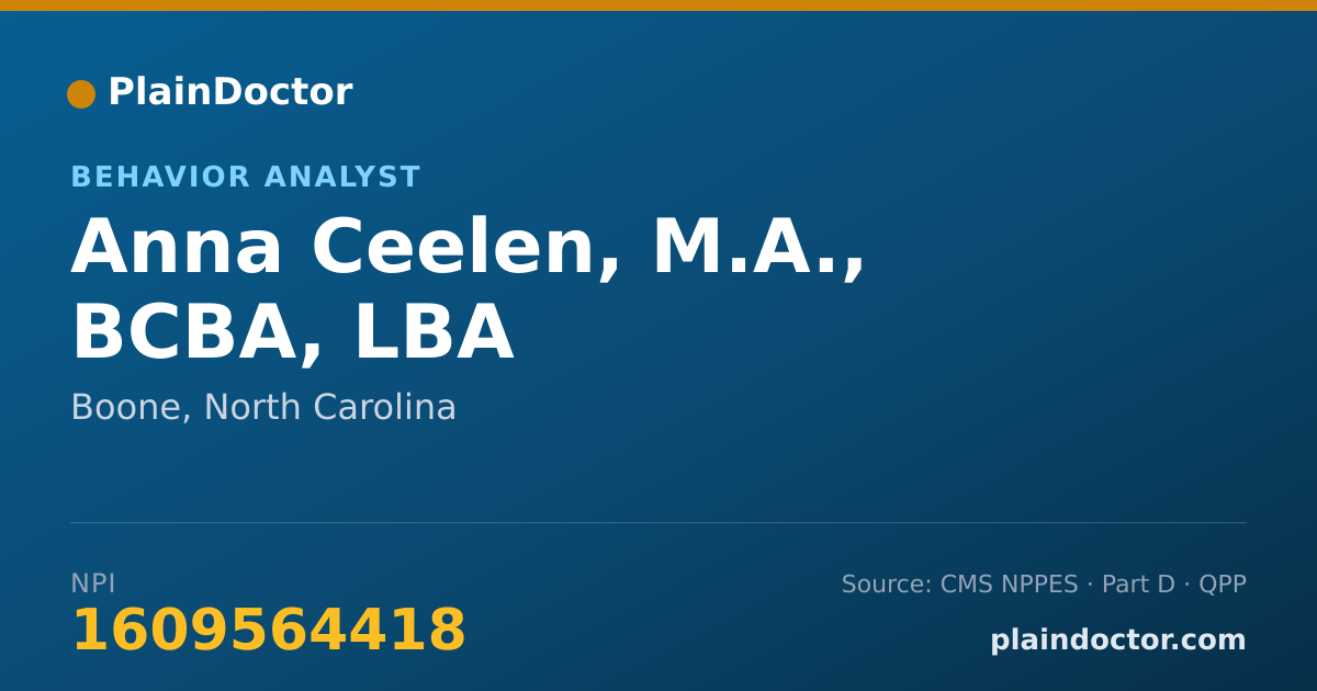 Shareable card for Anna Ceelen, M.A., BCBA, LBA - Behavior Analyst, Boone, NC