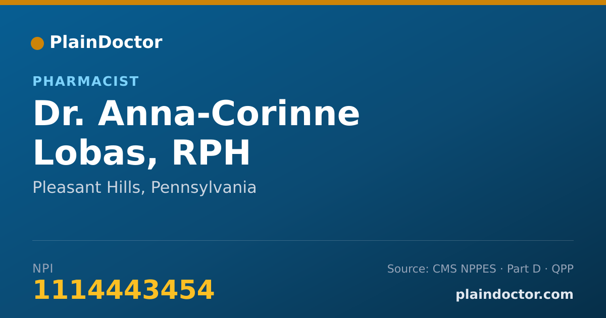 Shareable card for Anna-Corinne Lobas, RPH - Pharmacist, Pleasant Hills, PA