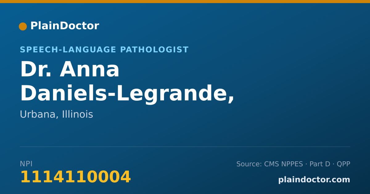 Shareable card for Anna Daniels-Legrande, M.A., CF-SLP - Speech-Language Pathologist, Urbana, IL