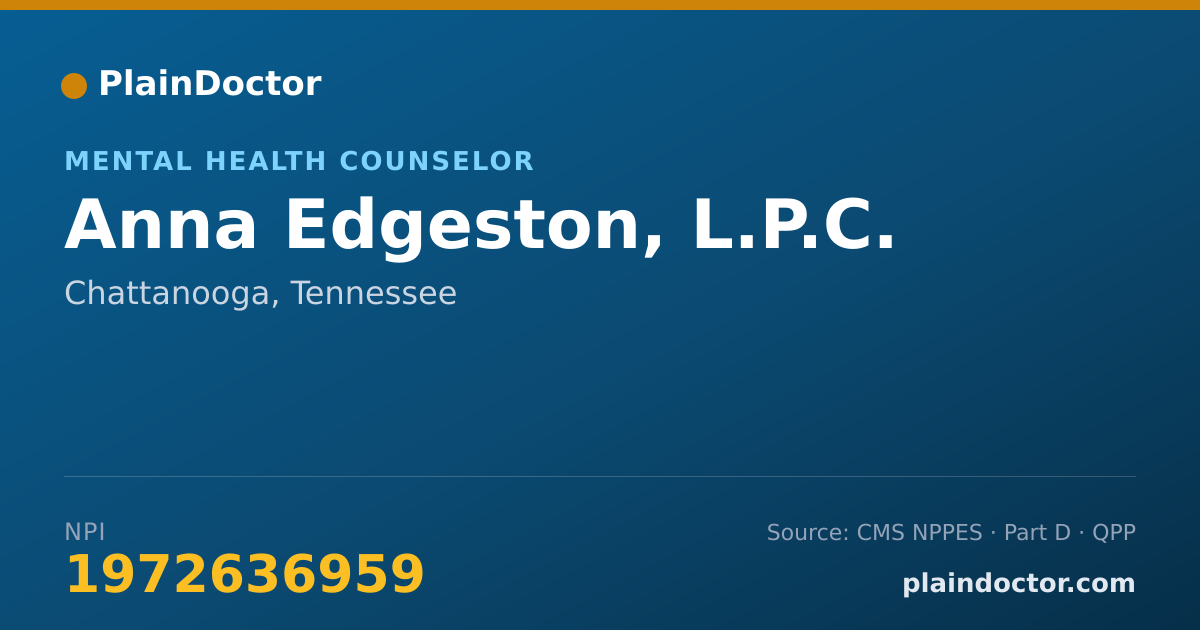 Shareable card for Anna Edgeston, L.P.C. - Mental Health Counselor, Chattanooga, TN