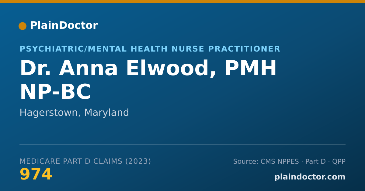 Shareable card for Anna Elwood, PMH NP-BC - Psychiatric/Mental Health Nurse Practitioner, Hagerstown, MD