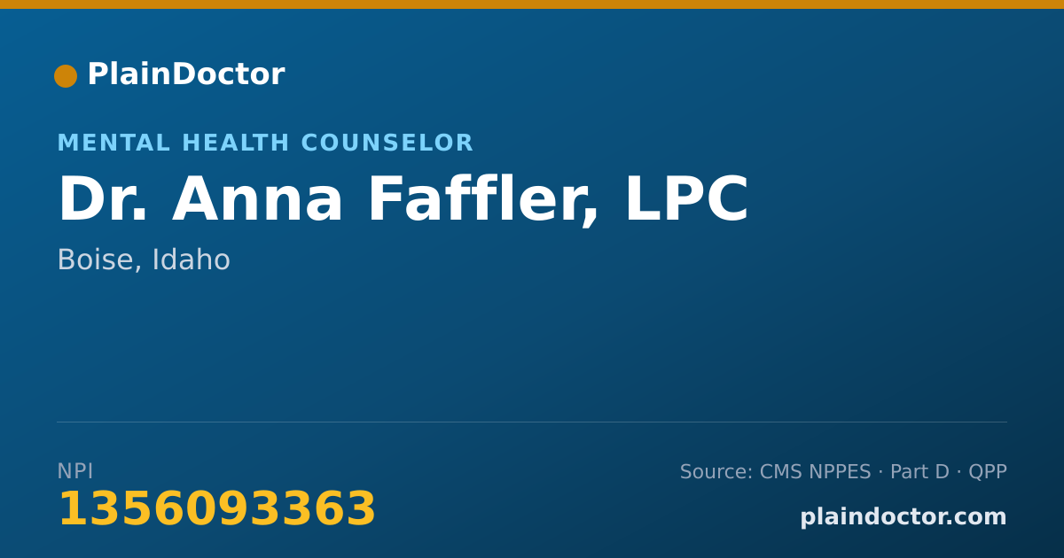 Shareable card for Anna Faffler, LPC - Mental Health Counselor, Boise, ID