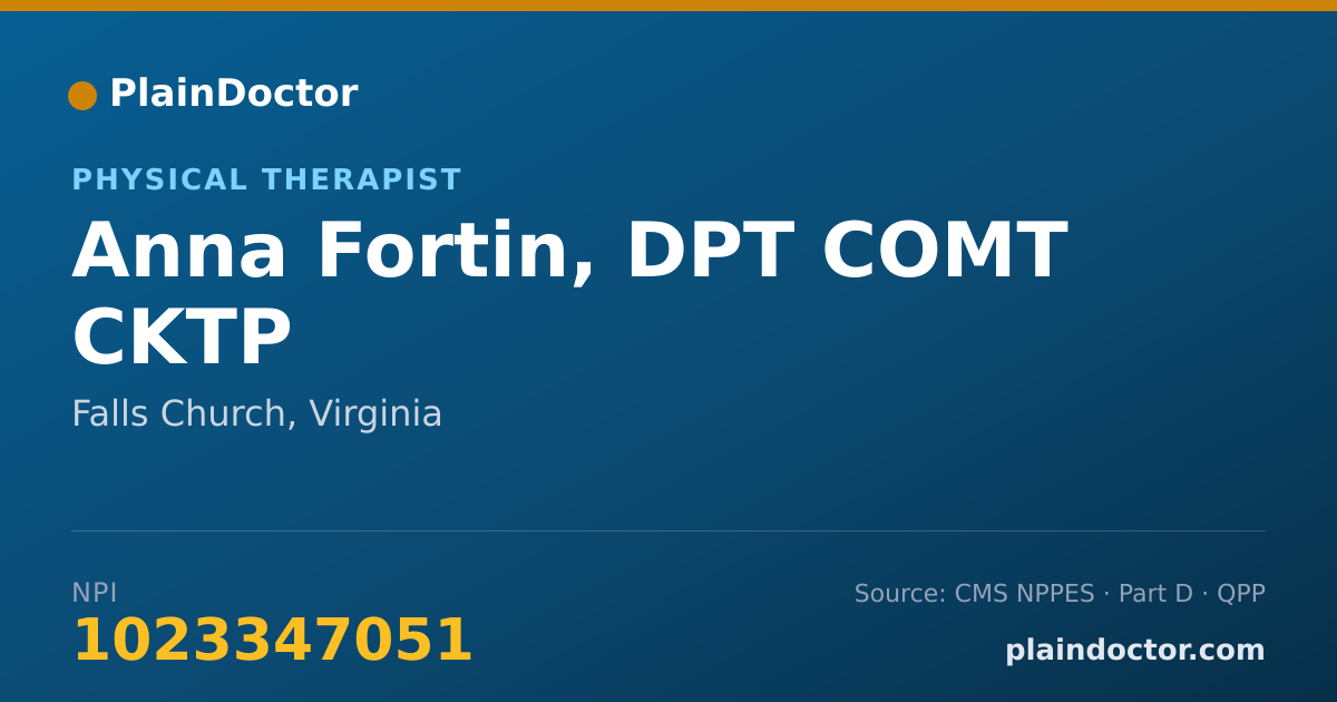Shareable card for Anna Fortin, DPT COMT CKTP - Physical Therapist, Falls Church, VA