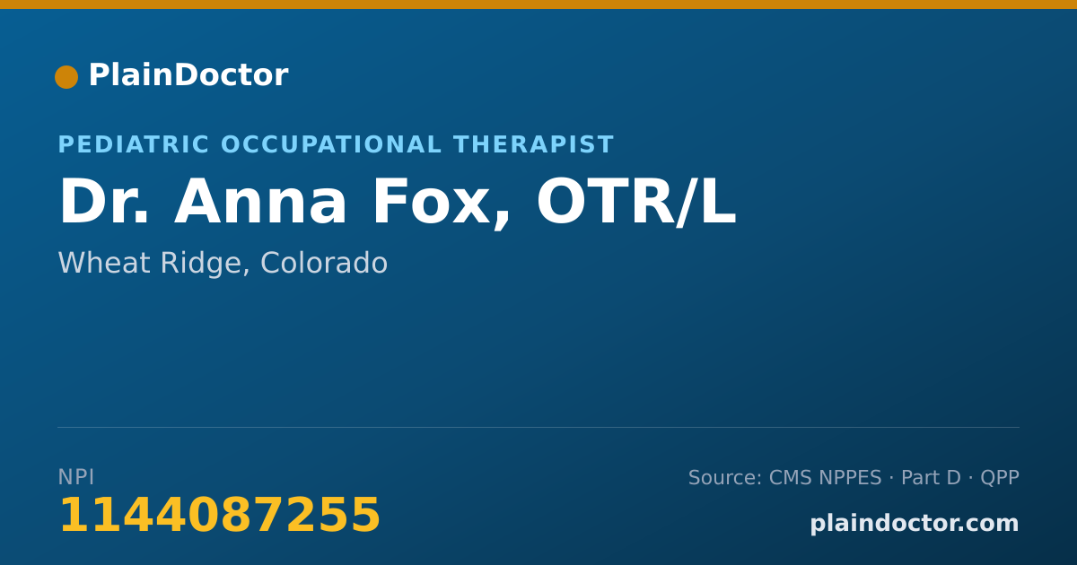 Shareable card for Anna Fox, OTR/L - Pediatric Occupational Therapist, Wheat Ridge, CO