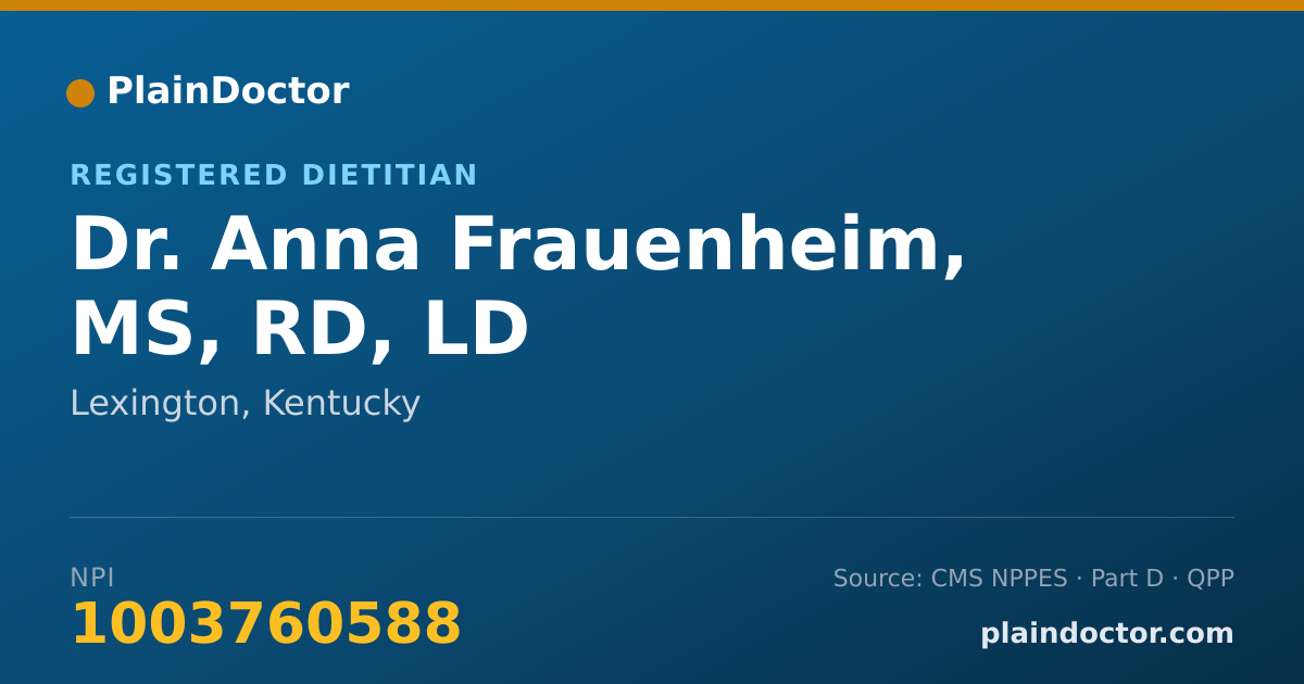 Shareable card for Anna Frauenheim, MS, RD, LD - Registered Dietitian, Lexington, KY
