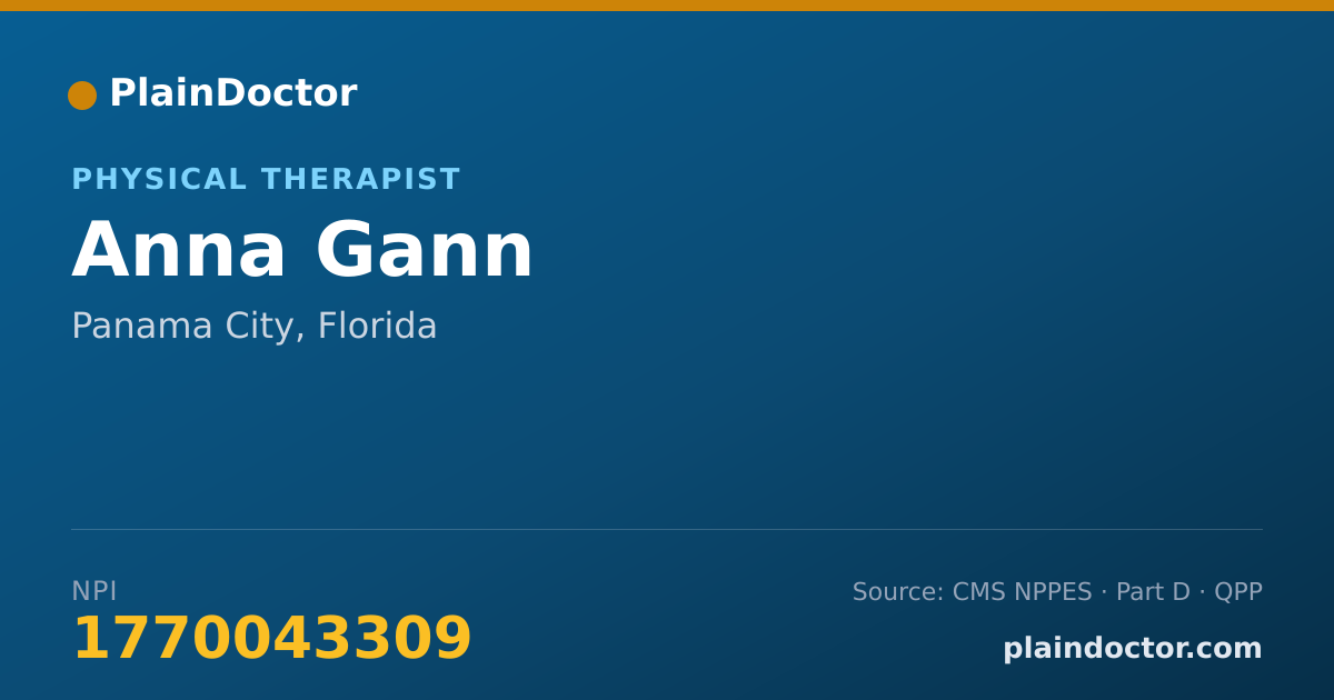 Shareable card for Anna Gann - Physical Therapist, Panama City, FL