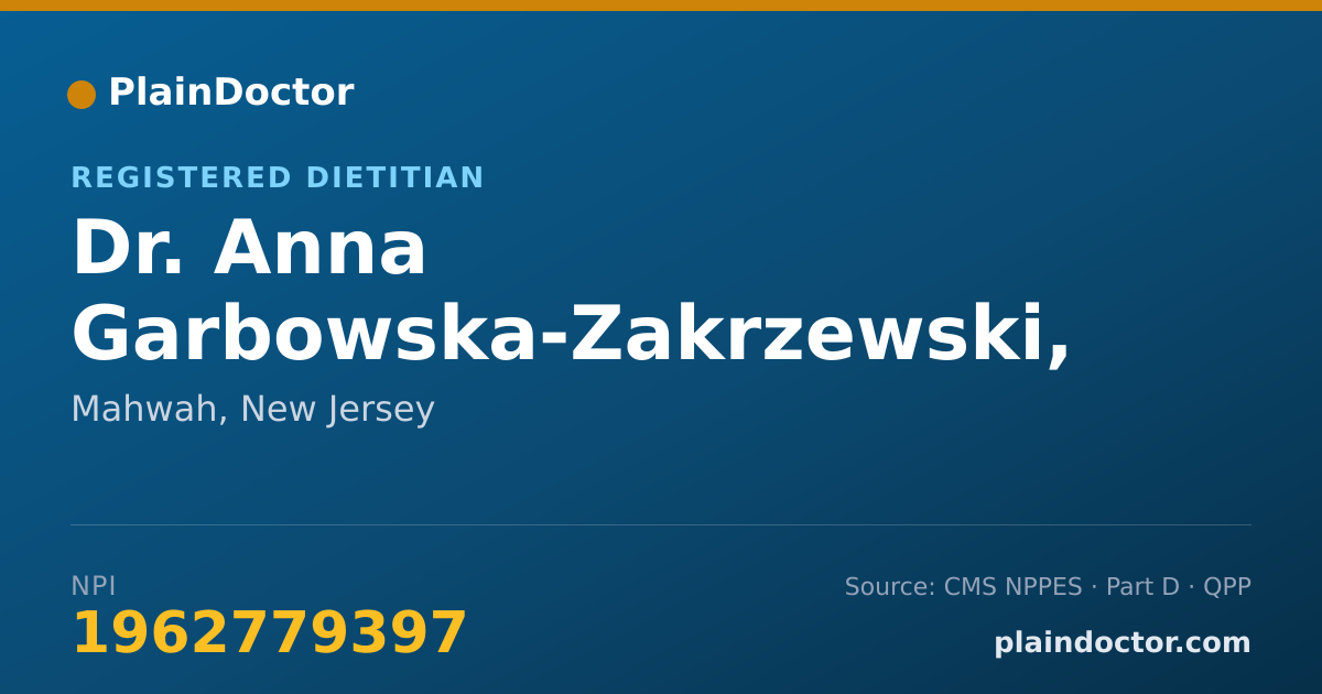 Shareable card for Anna Garbowska-Zakrzewski, RD, CDE - Registered Dietitian, Mahwah, NJ