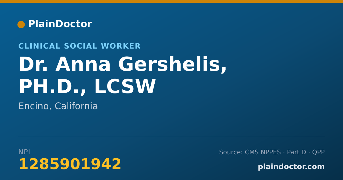 Shareable card for Anna Gershelis, PH.D., LCSW - Clinical Social Worker, Encino, CA