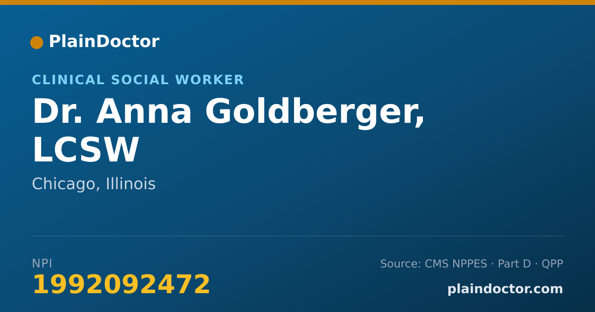 Shareable card for Anna Goldberger, LCSW - Clinical Social Worker, Chicago, IL