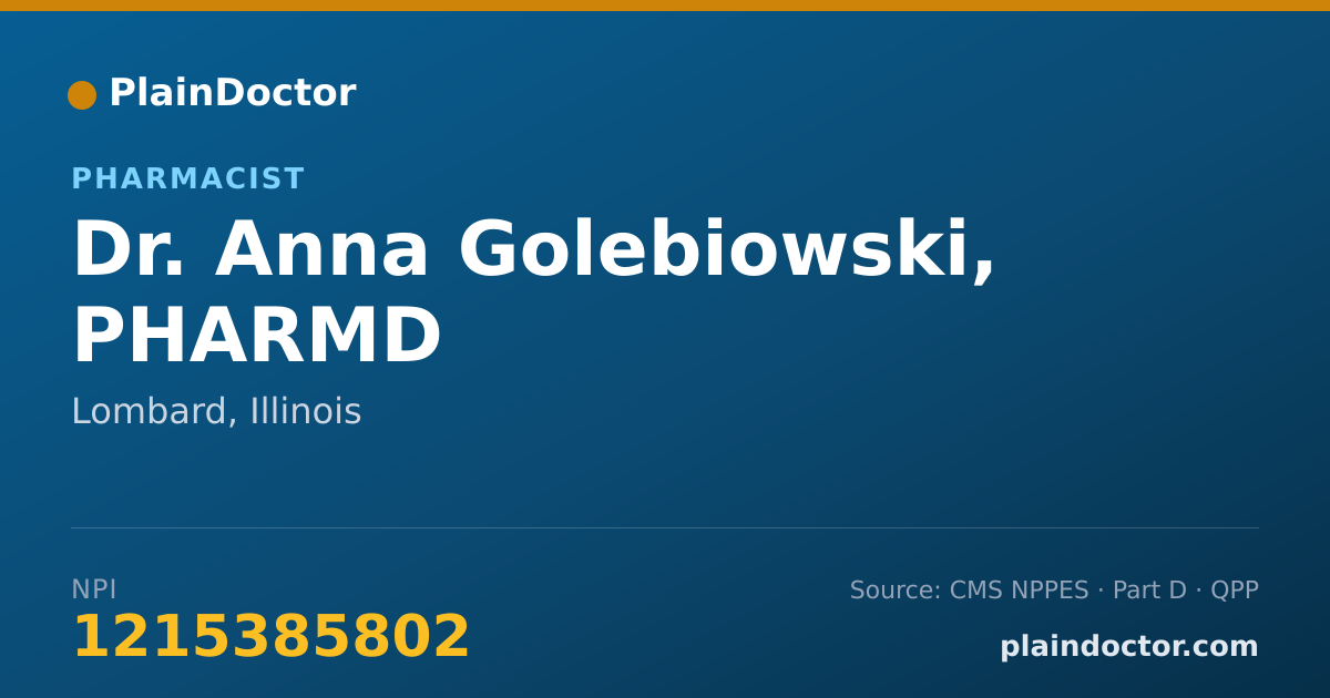 Shareable card for Anna Golebiowski, PHARMD - Pharmacist, Lombard, IL