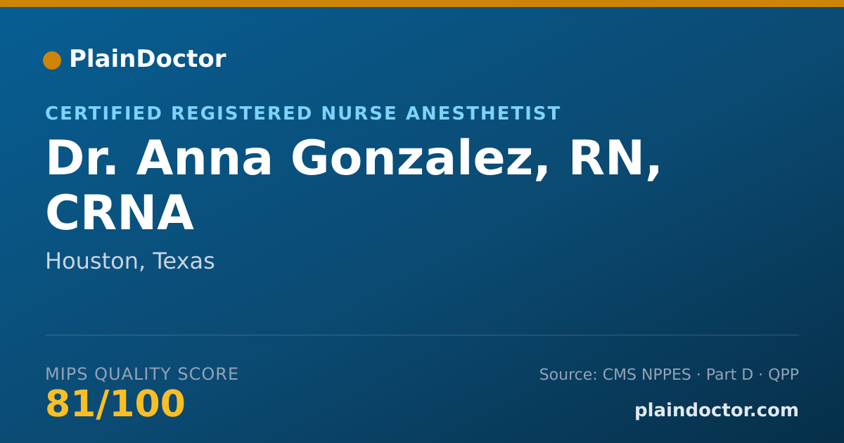 Shareable card for Anna Gonzalez, RN, CRNA - Certified Registered Nurse Anesthetist, Houston, TX