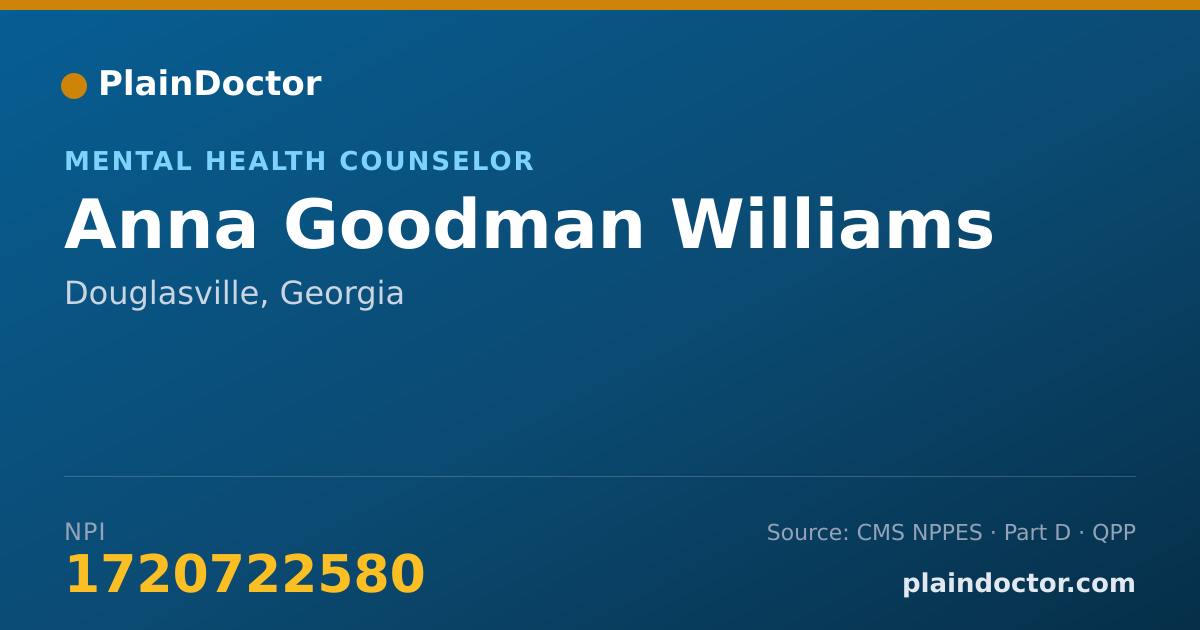 Shareable card for Anna Goodman Williams - Mental Health Counselor, Douglasville, GA
