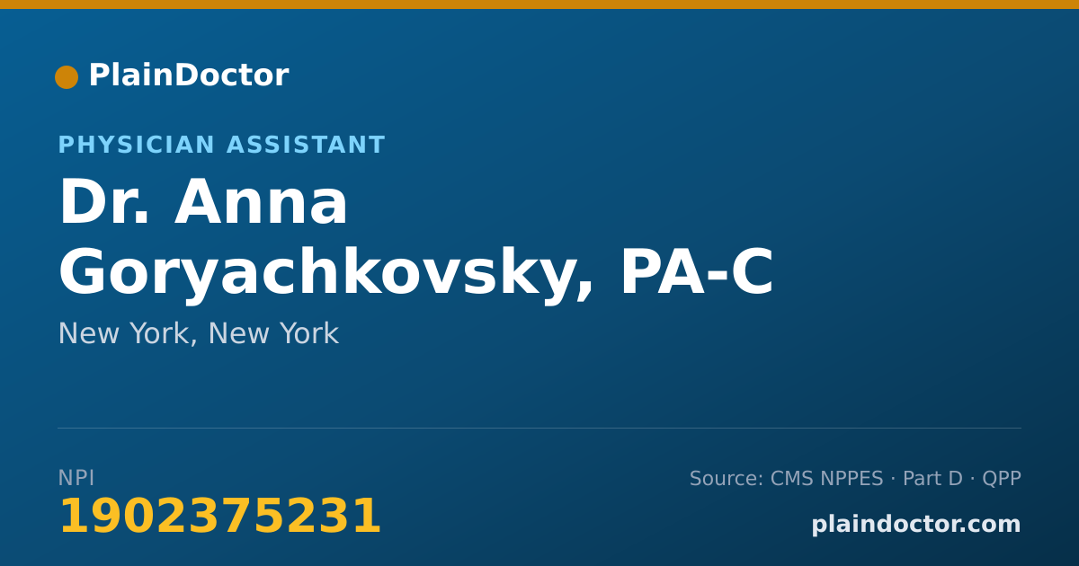 Shareable card for Anna Goryachkovsky, PA-C - Physician Assistant, New York, NY