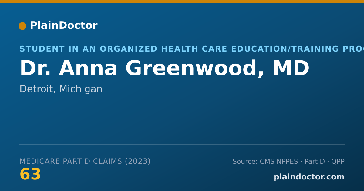 Shareable card for Anna Greenwood, MD - Student in an Organized Health Care Education/Training Program, Detroit, MI