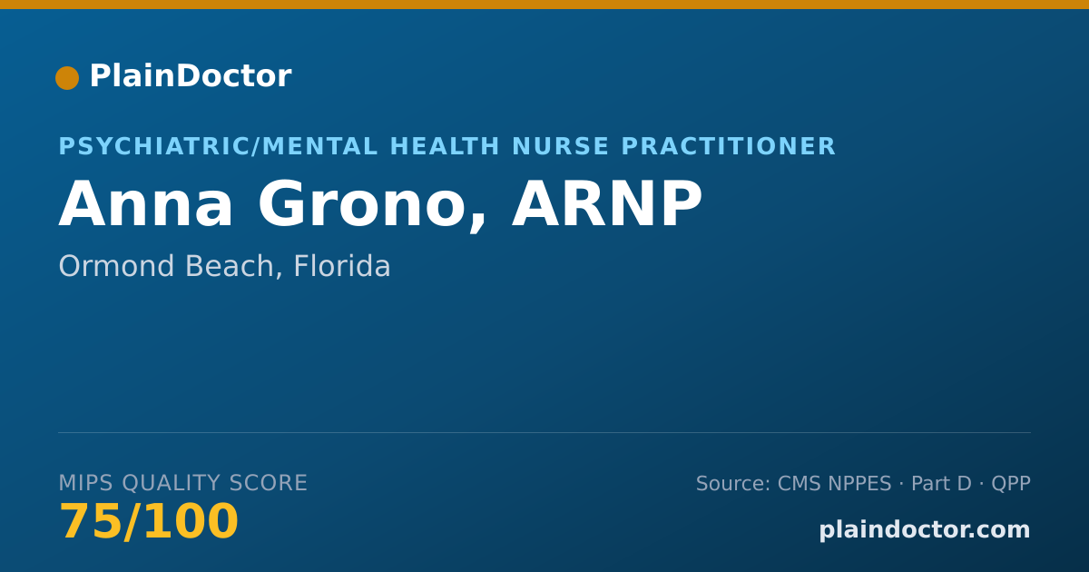 Shareable card for Anna Grono, ARNP - Psychiatric/Mental Health Nurse Practitioner, Ormond Beach, FL