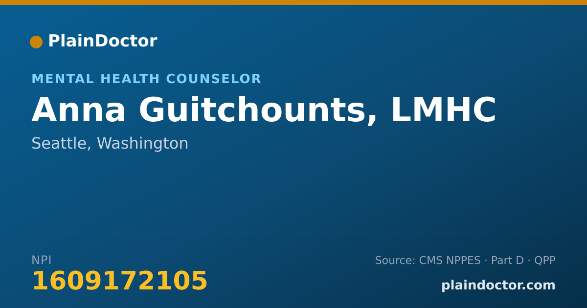 Shareable card for Anna Guitchounts, LMHC - Mental Health Counselor, Bellevue, WA