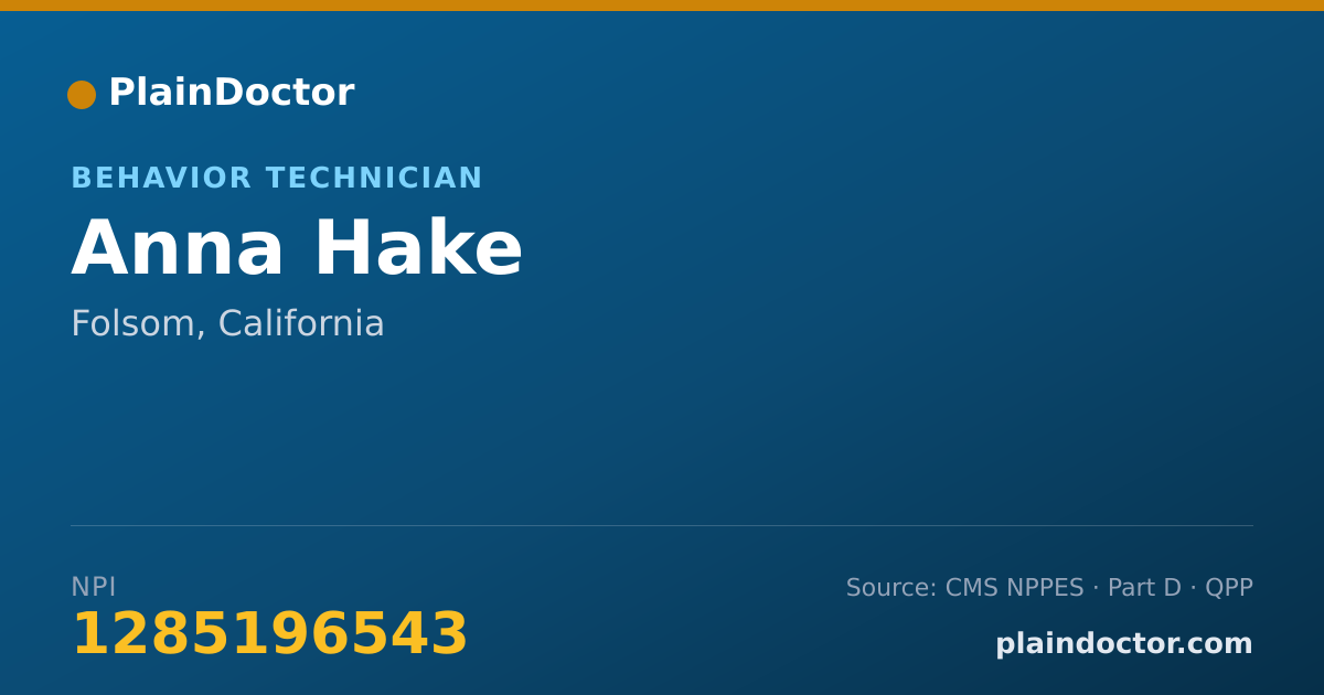 Shareable card for Anna Hake - Behavior Technician, Folsom, CA