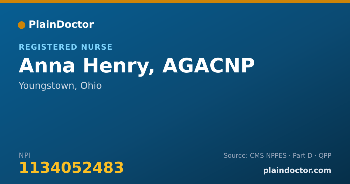 Shareable card for Anna Henry, AGACNP - Registered Nurse, Youngstown, OH