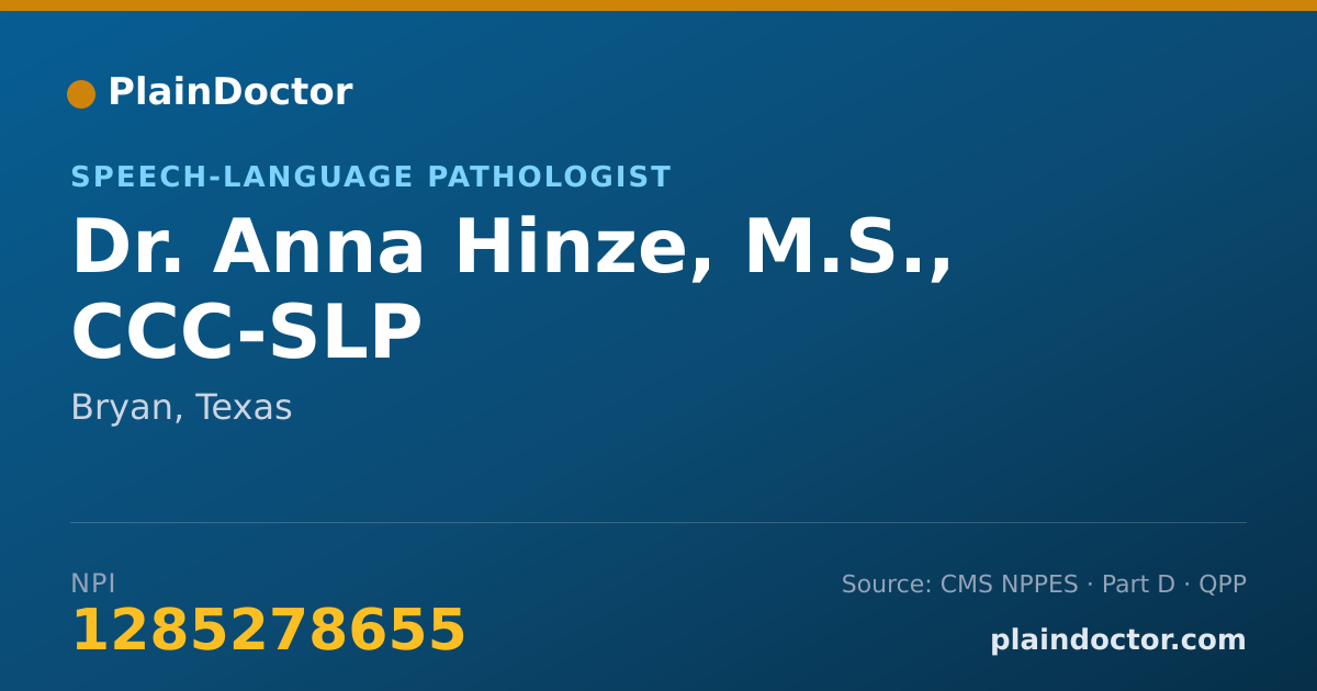 Shareable card for Anna Hinze, M.S., CCC-SLP - Speech-Language Pathologist, Bryan, TX
