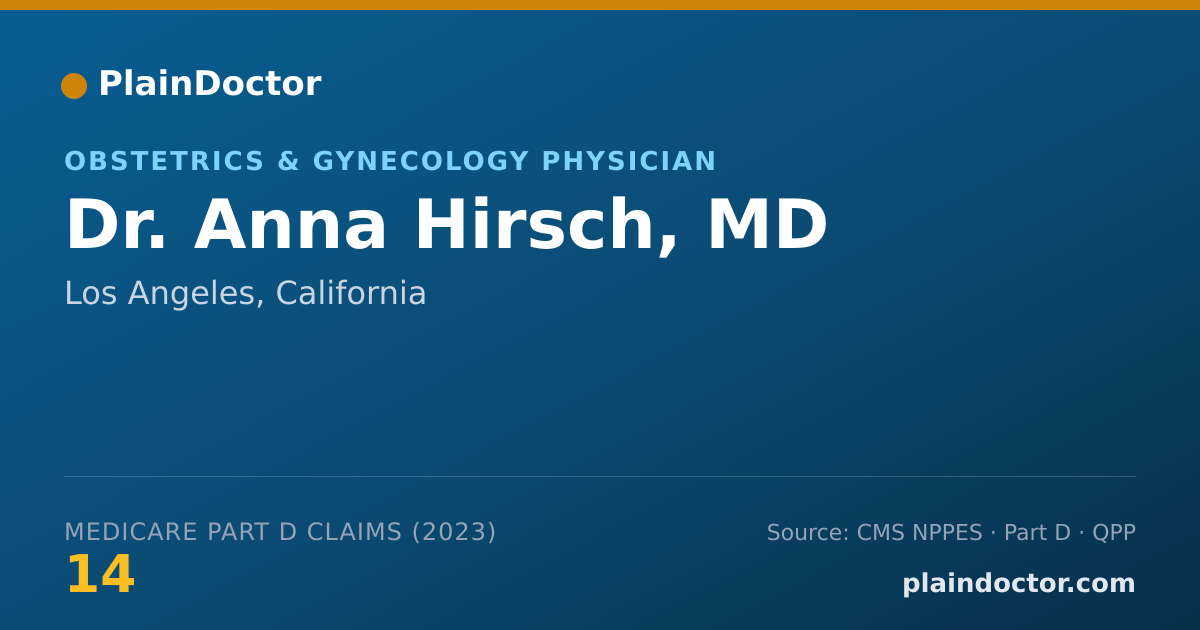 Shareable card for Anna Hirsch, MD - Obstetrics & Gynecology Physician, Los Angeles, CA