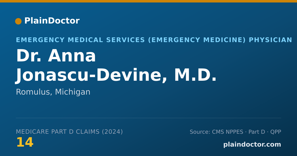 Shareable card for Anna Jonascu-Devine, M.D. - Emergency Medical Services (Emergency Medicine) Physician, Romulus, MI
