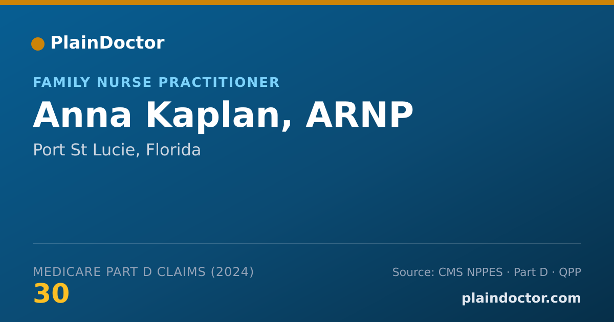 Shareable card for Anna Kaplan, ARNP - Family Nurse Practitioner, Port St Lucie, FL