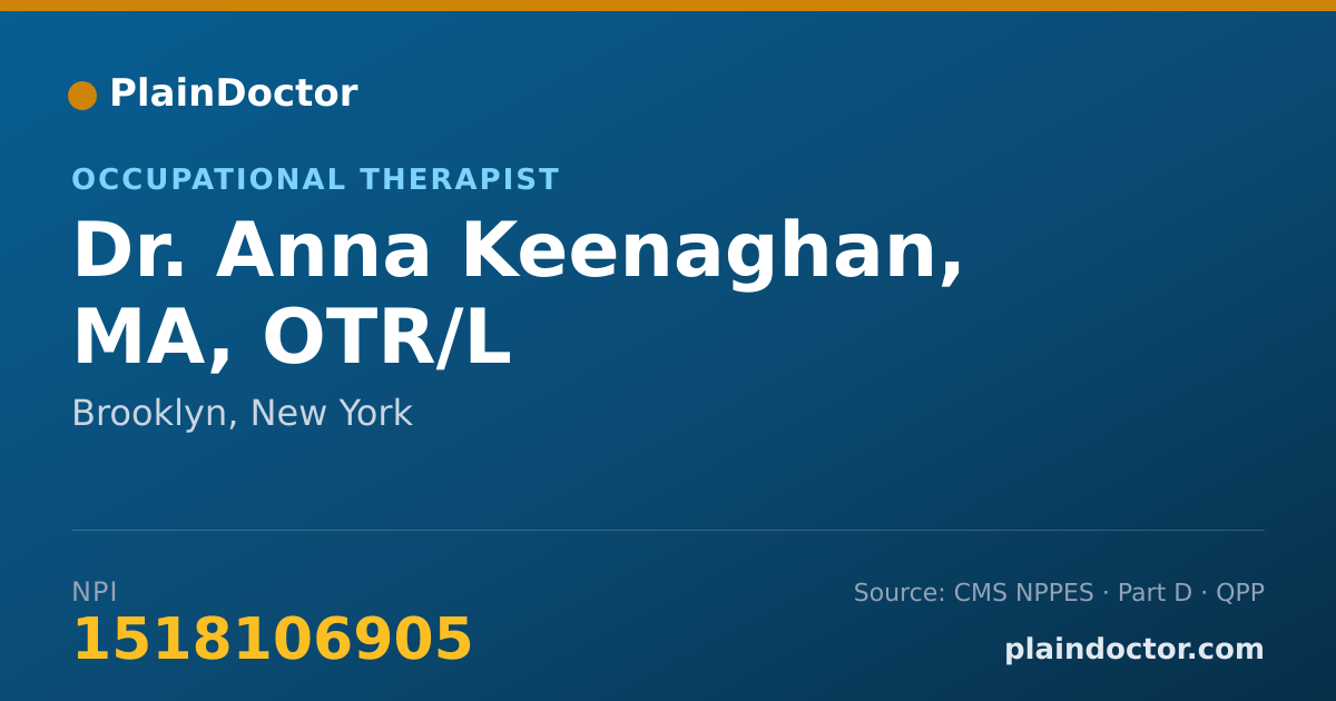 Shareable card for Anna Keenaghan, MA, OTR/L - Occupational Therapist, Brooklyn, NY