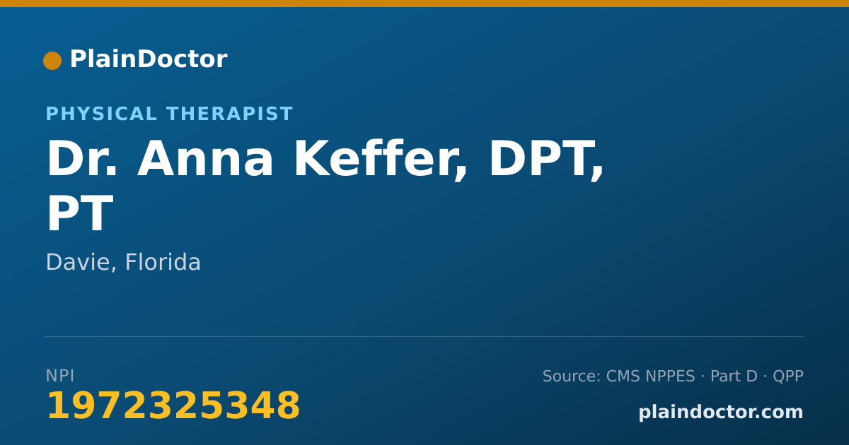 Shareable card for Anna Keffer, DPT, PT - Physical Therapist, Davie, FL