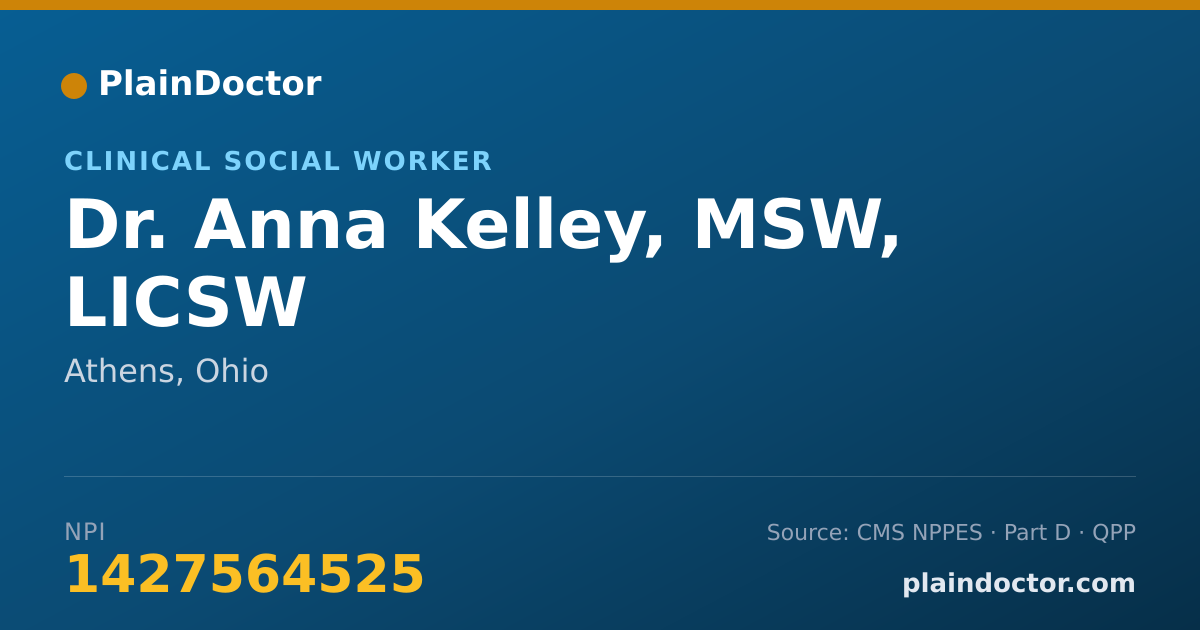 Shareable card for Anna Kelley, MSW, LICSW - Clinical Social Worker, Athens, OH