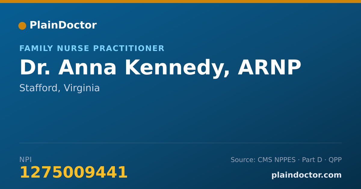Shareable card for Anna Kennedy, ARNP - Family Nurse Practitioner, Stafford, VA