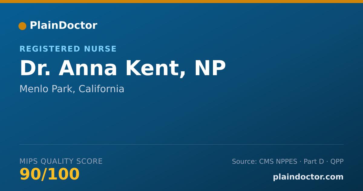 Shareable card for Anna Kent, NP - Registered Nurse, Menlo Park, CA