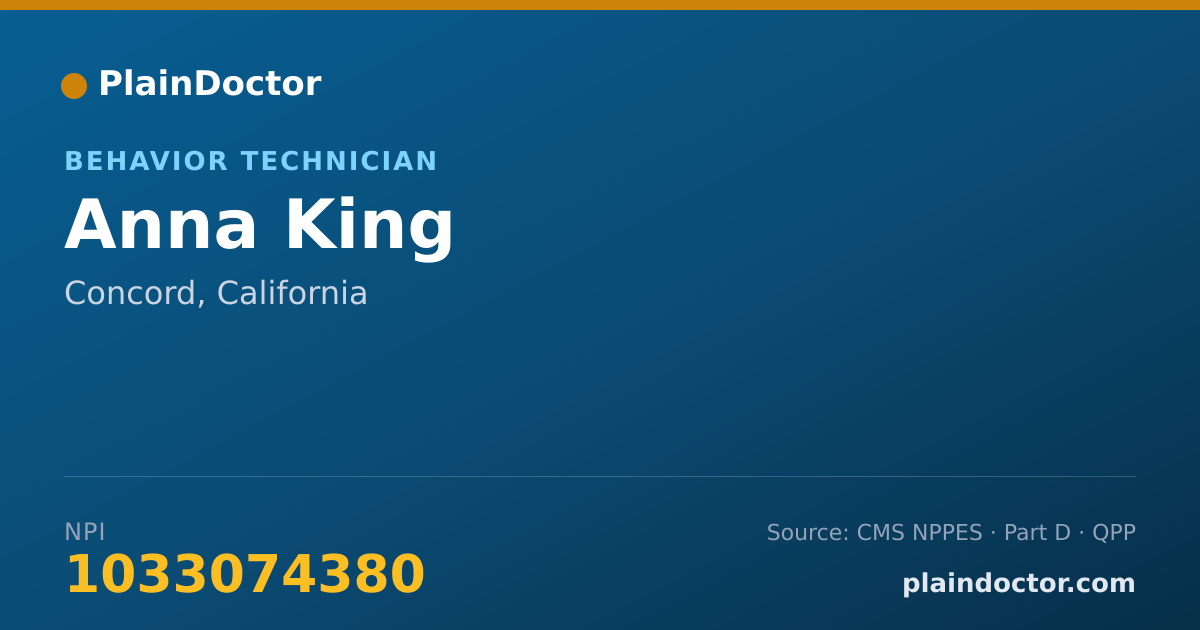 Shareable card for Anna King - Behavior Technician, Concord, CA