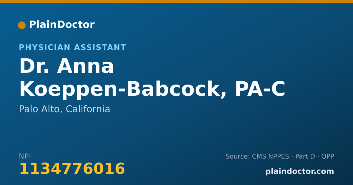 Shareable card for Anna Koeppen-Babcock, PA-C - Physician Assistant, Palo Alto, CA