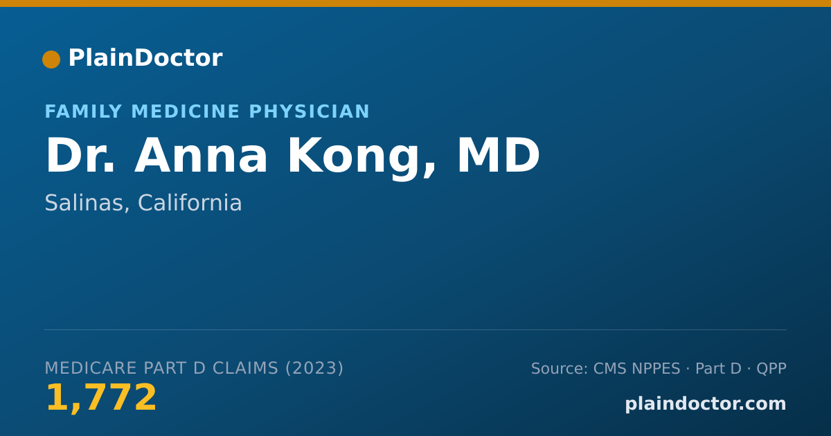 Shareable card for Anna Kong, MD - Family Medicine Physician, Salinas, CA