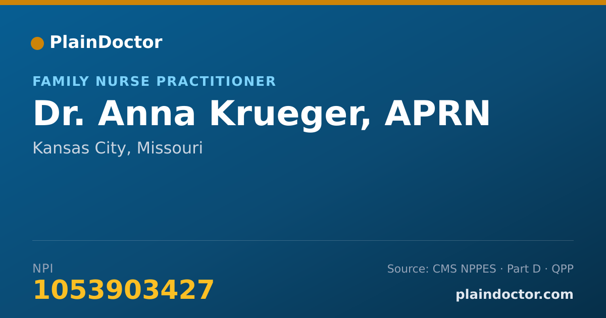 Shareable card for Anna Krueger, APRN - Family Nurse Practitioner, Kansas City, MO