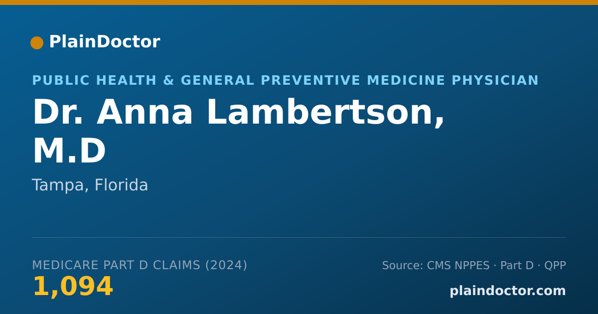 Shareable card for Anna Lambertson, M.D - Public Health & General Preventive Medicine Physician, Tampa, FL