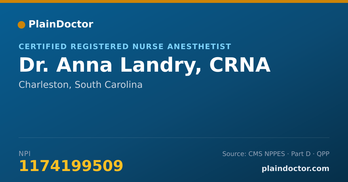 Shareable card for Anna Landry, CRNA - Certified Registered Nurse Anesthetist, Charleston, SC