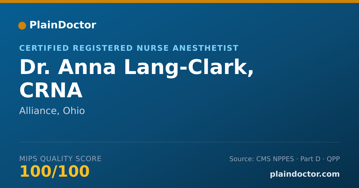 Shareable card for Anna Lang-Clark, CRNA - Certified Registered Nurse Anesthetist, Alliance, OH