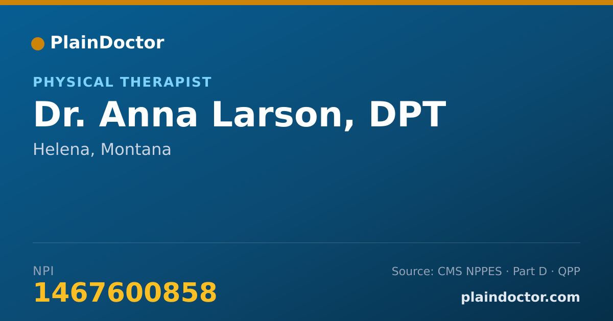 Shareable card for Anna Larson, DPT - Physical Therapist, Helena, MT